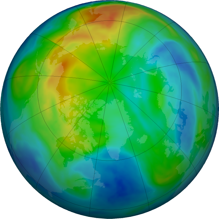 Arctic ozone map for 21 November 2016